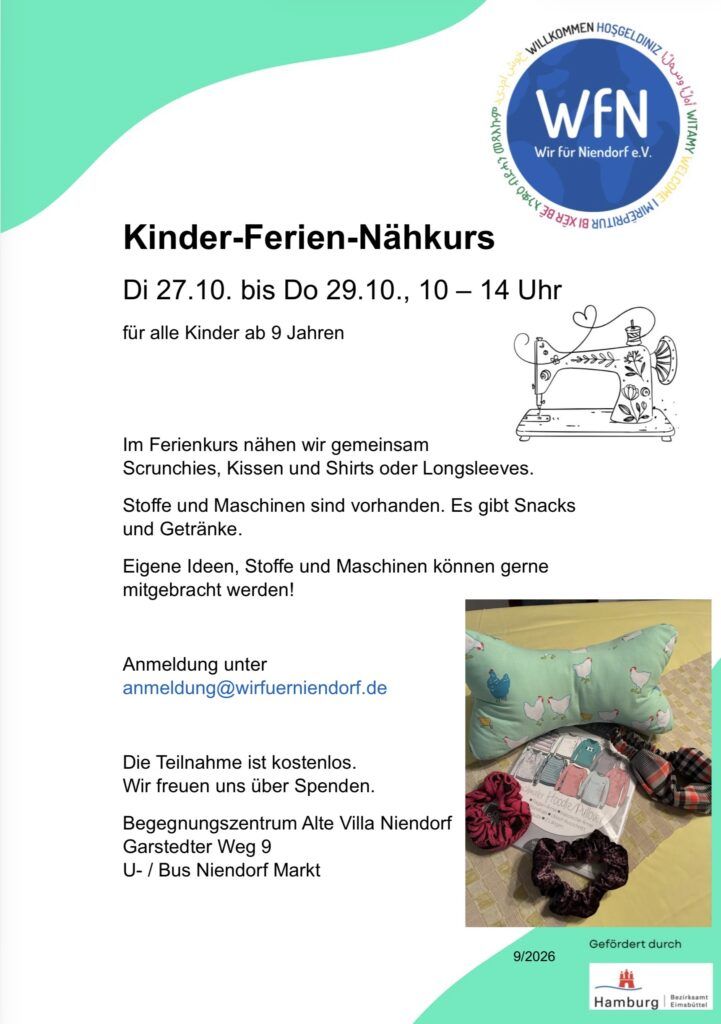 Flyer Kinder-Ferien-Nähkurs Oktober 2026